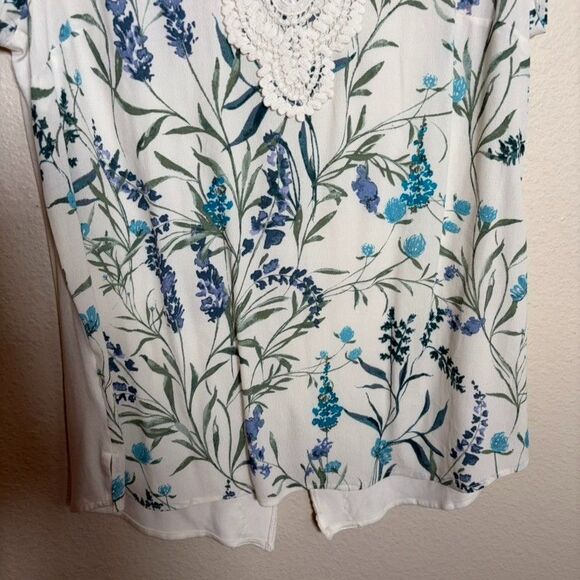 Daniel Rainn Blouse Women's Small Lace Floral Short Sleeve Artsy Boho Shirt - Picture 4 of 8